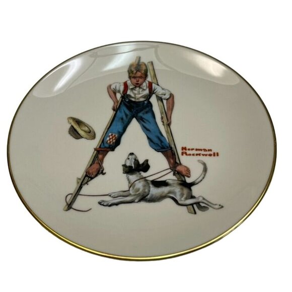 Norman Rockwell Saturday Evening Post Classics Boy On Stilts Plate By Gorham - Picture 2 of 4